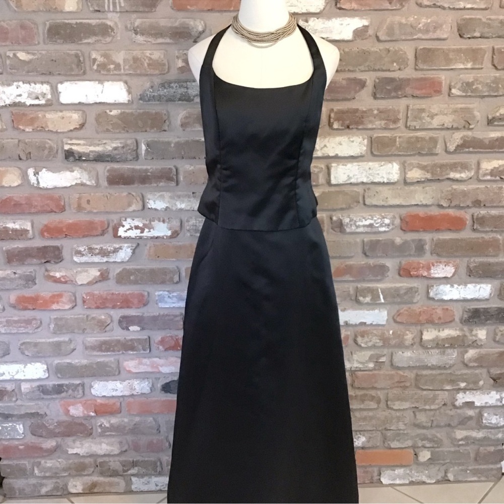 Vintage After Six Formal Wear 2 Piece Long Skirt Halter Top Set